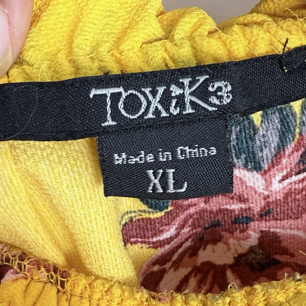 Toxik3‎ Yellow Floral Off The Shoulder Long Sleeve Romper Size XL - Picture 13 of 16